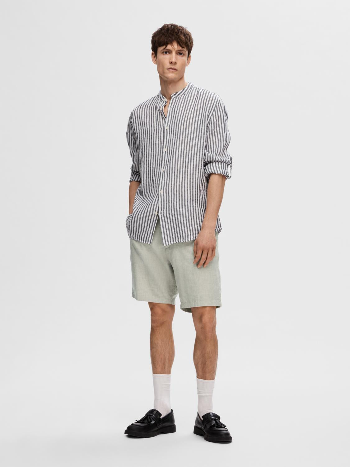 Regular Kylian Linskjorte - Stripet Blå/ Sky Captain